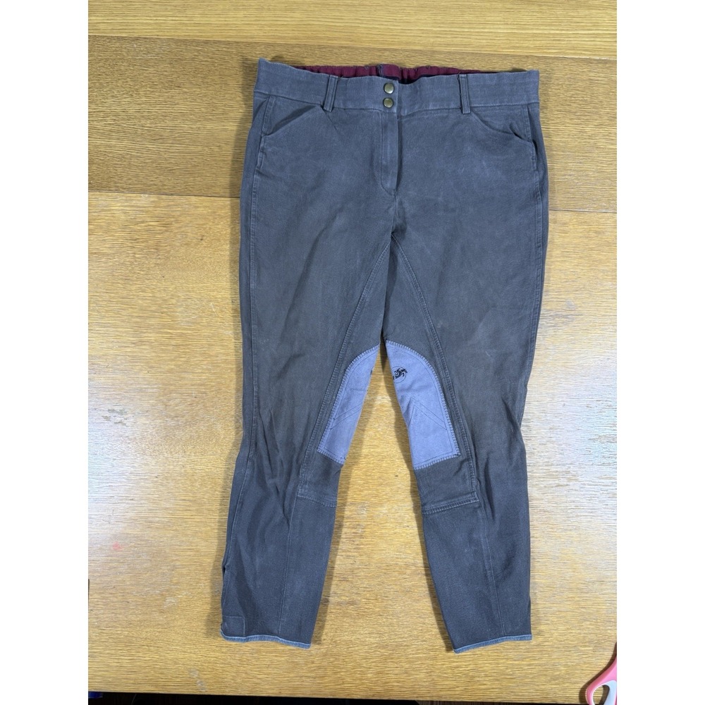 Grand Prix Breeches Womens 34L Gray Riding Pants Thigh Grips Equestrian Jodhpurs